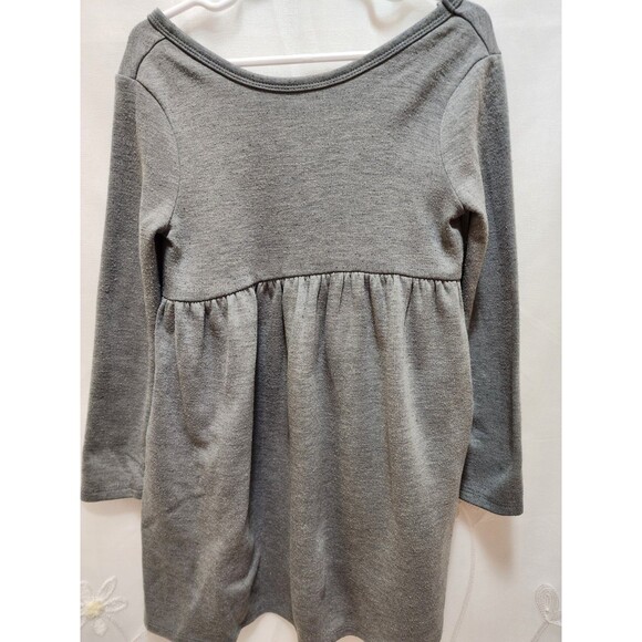 CAT & JACK GIRLS 5T GREY LONG SLEEVE DRESS DRAPEY SOFT COZY NUETRAL PLAIN KIDS - Picture 6 of 12